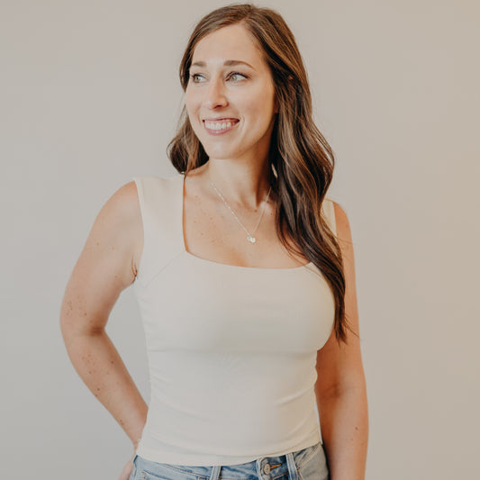 Blu Pepper | Square Neck Ruched Top | Cream