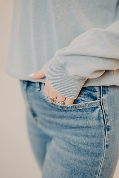 Z Supply | Boyfriend Denim Sweatshirt | Ocean Air Indigo