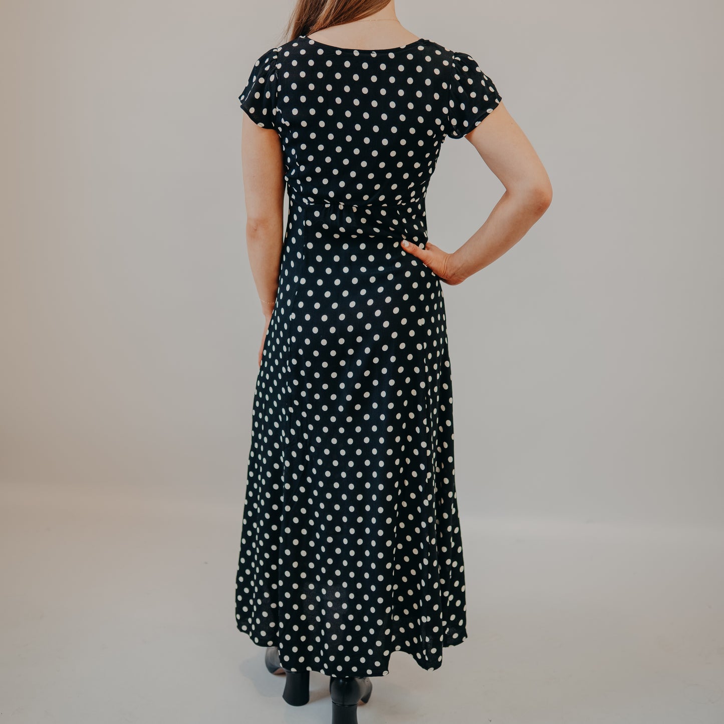 Blu Pepper | Polka Dot Midi Dress | Black