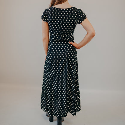 Blu Pepper | Polka Dot Midi Dress | Black