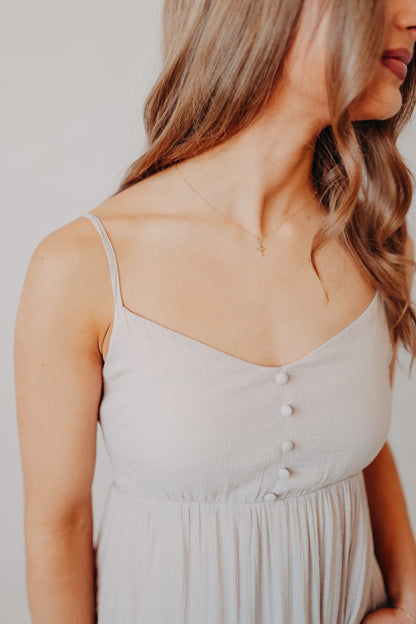 Fun2Fun | Button Detail Maxi Dress | Lt Grey