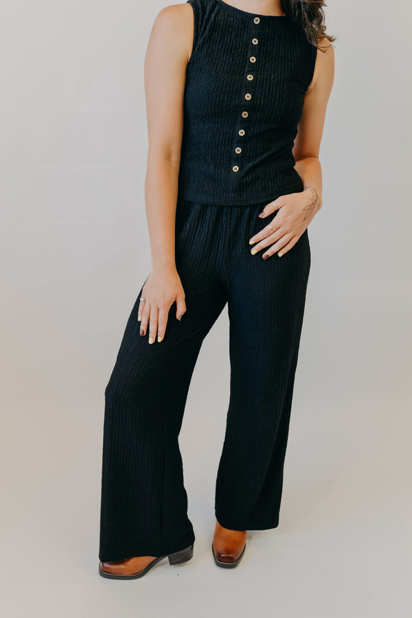Blu Pepper | Textured Knit Lounge Pants | Black