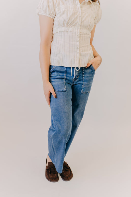 Vervet | High Rise Soft Drawstring Baggy Wide | Enviably Drawstring