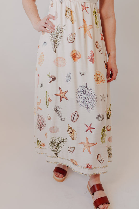 Blu Pepper | Nautical Sleeveless Midi Dress | Cream Multi