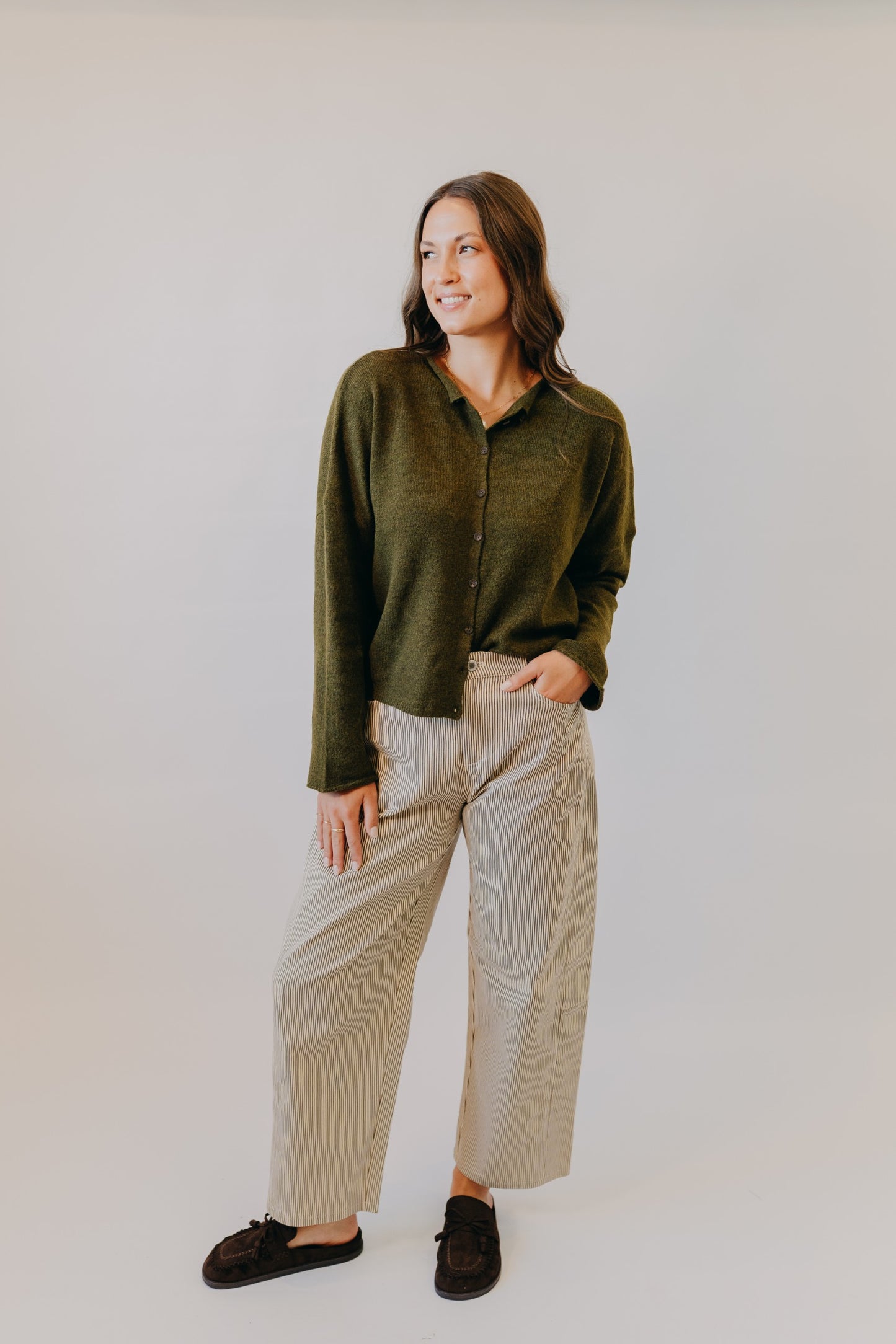 Wishlist | Striped Cotton Pants | Espresso Taupe