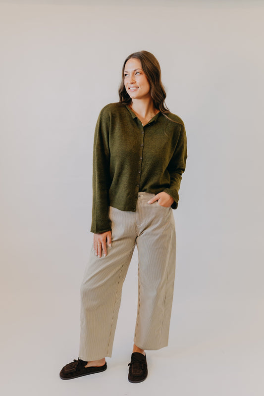Wishlist | Striped Cotton Pants | Espresso Taupe