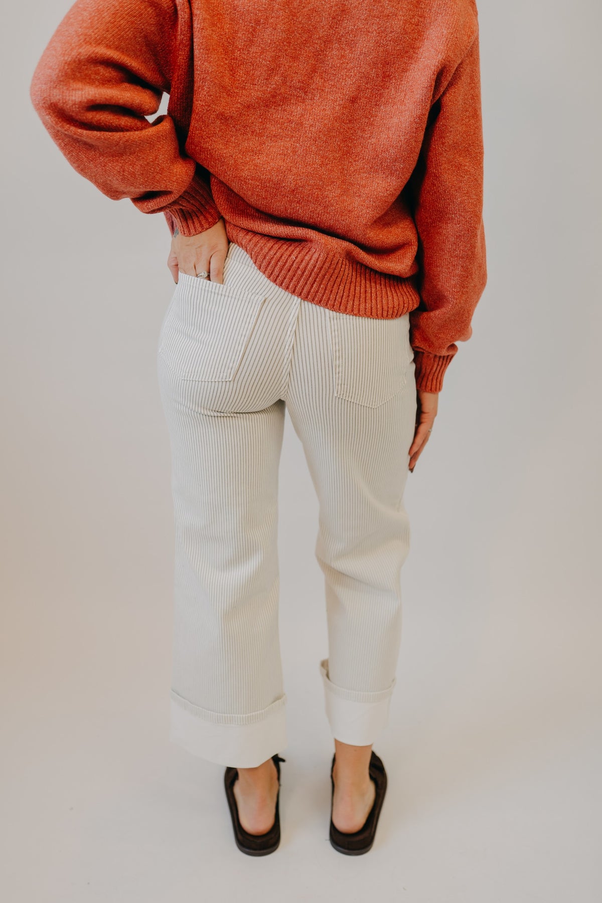 Vervet | High Rise Stripe Cuff Wide | Stripe
