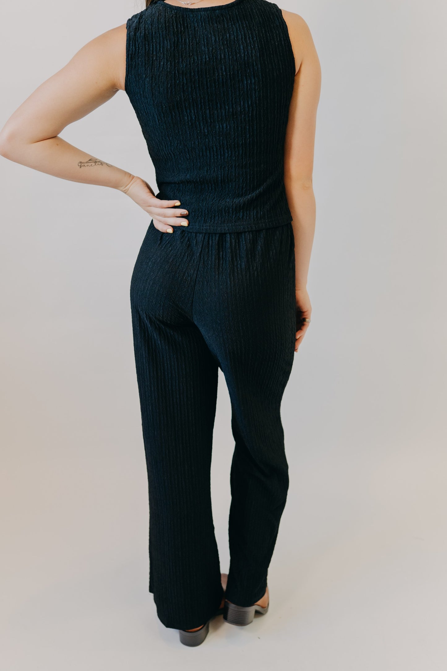 Blu Pepper | Textured Knit Lounge Pants | Black