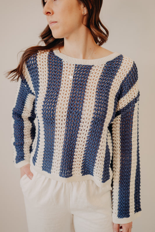 By Together | Romero Crochet Pullover | Navy White