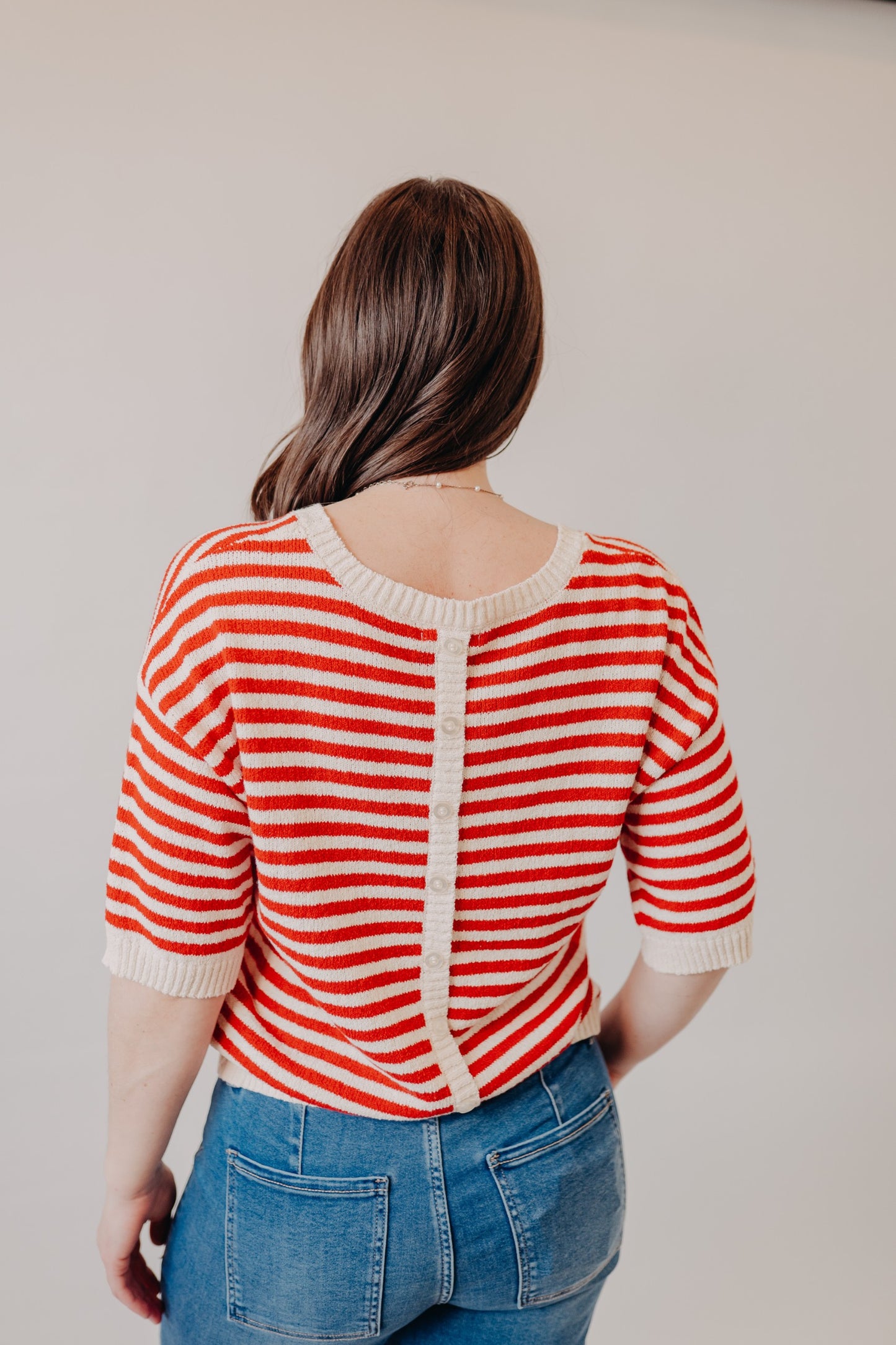 Blu Pepper | Striped Contrast Trim Knit Sweater | Red