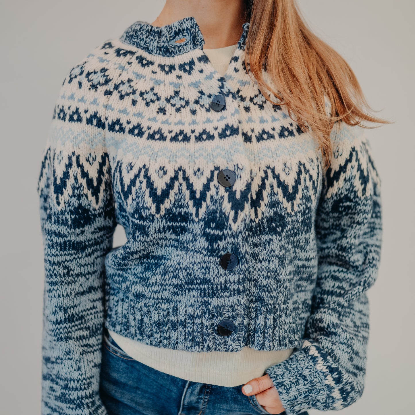Z Supply | North Sea Fairisle Cardigan | Blue Velvet Heather