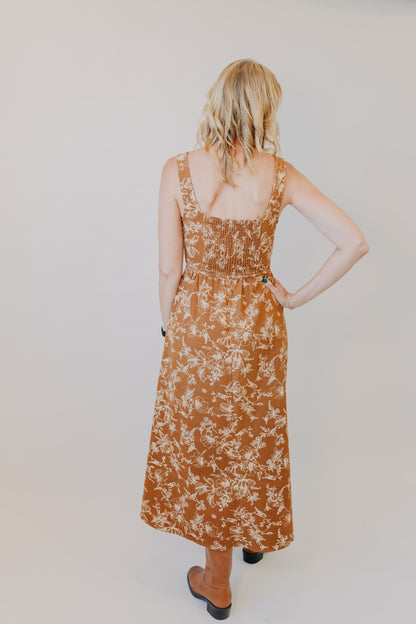 Blu Pepper | Floral Toile Midi Dress | Caramel