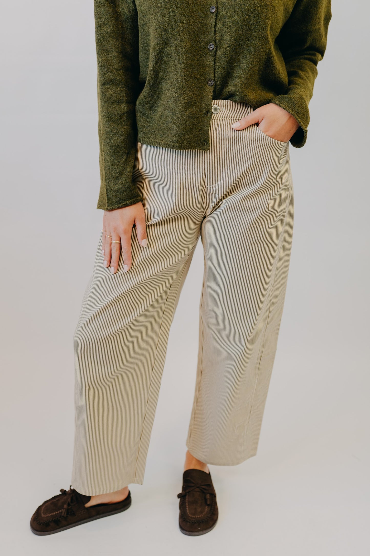Wishlist | Striped Cotton Pants | Espresso Taupe