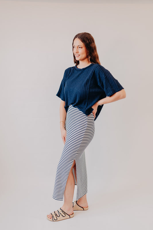 Z Supply | Ainslie Stripe Midi Skirt | Eclipse