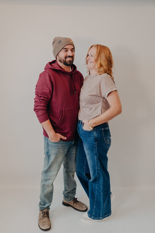 Flag & Anthem | Bradner Quilted Hoodie | Maroon Heather