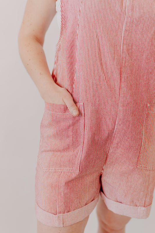 Wishlist | Striped Open Back Romper | Red White