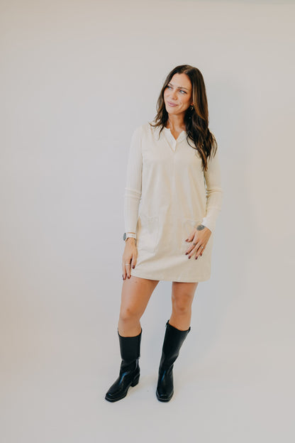 Wishlist | Suede V-Neck Mini Dress | Stone