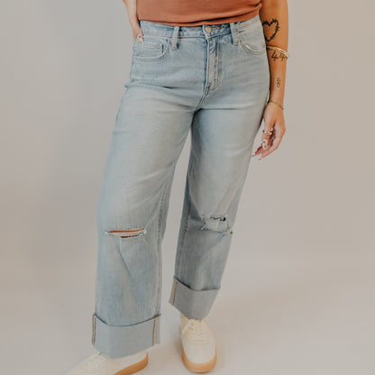 Vervet | Super High Baggy Wide Cuff | Light Denim