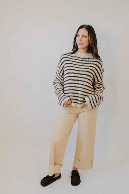 Vervet | Mid Rise Cuff Crop Wide | Sun Beige