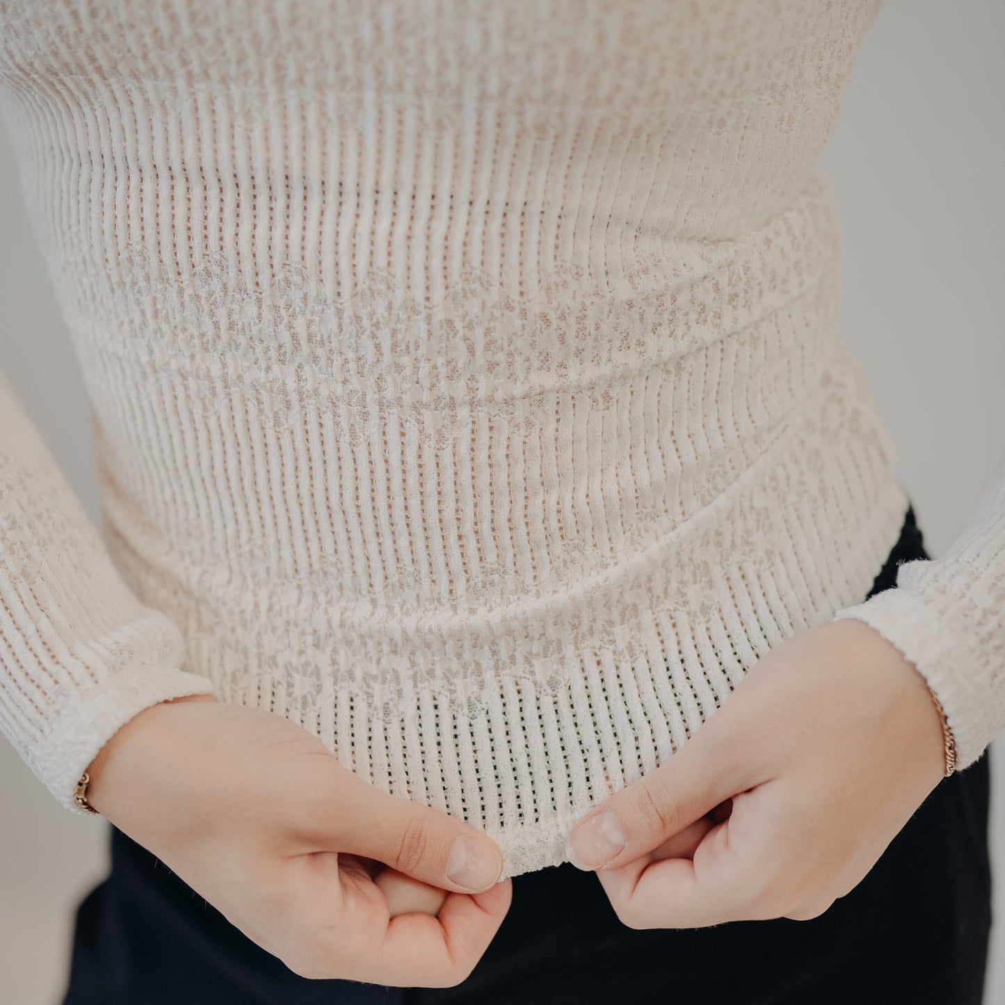 Blu Pepper | Boat Neck Crochet Top | White