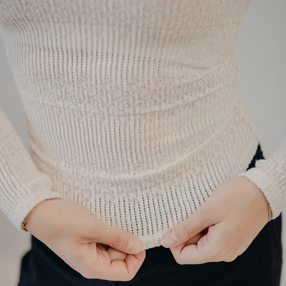 Blu Pepper | Boat Neck Crochet Top | White