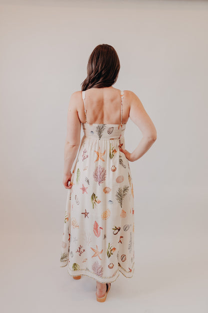 Blu Pepper | Nautical Sleeveless Midi Dress | Cream Multi