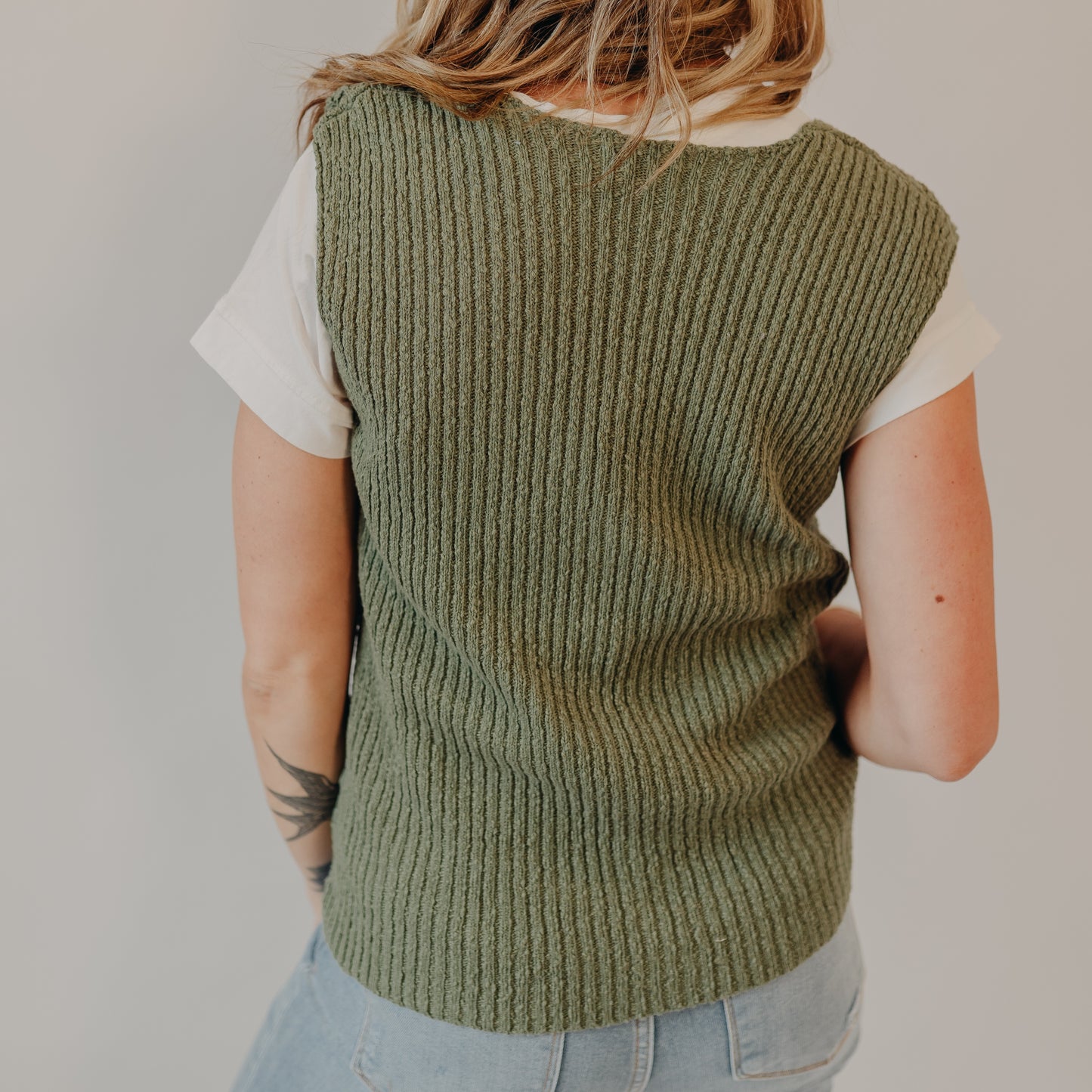 Be Cool | Button Up V-Neck Tank | Pine