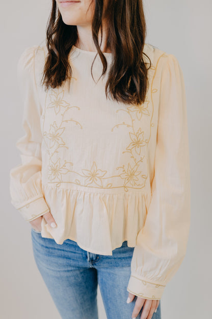 By Together | Rhiannon Peplum Woven Top | Cream