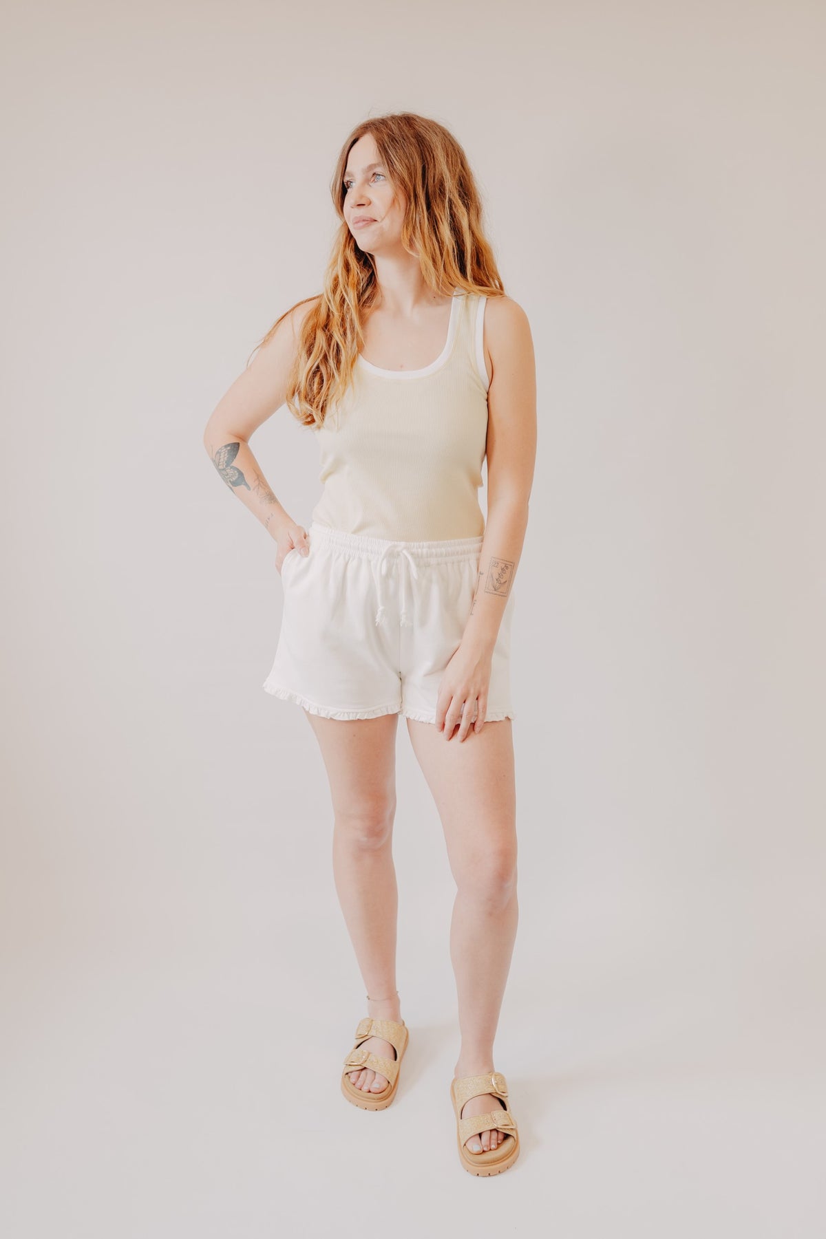 Wishlist | Ruffled Knit Shorts | White