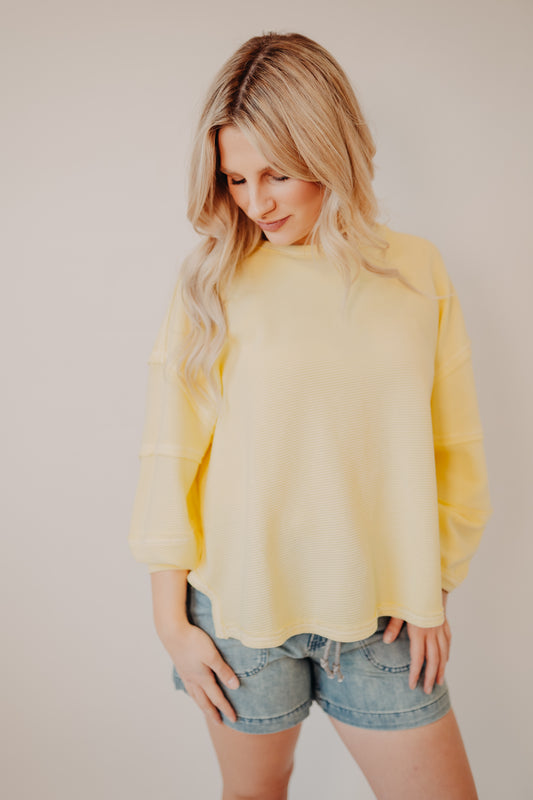 Blu Pepper | Exposed Seam Knit Top | Butter Yellow