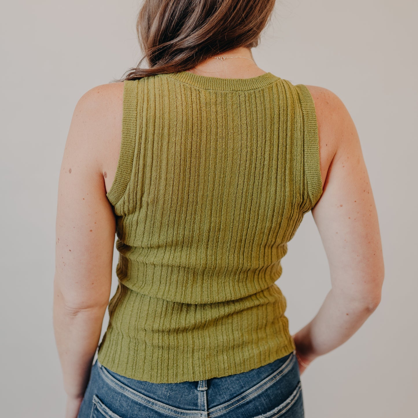 Blu Pepper | Sleeveless Sweater Top | Olive
