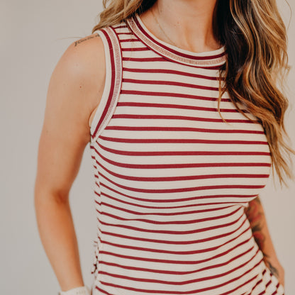Blu Pepper | Stripe Tank Top | Burgundy
