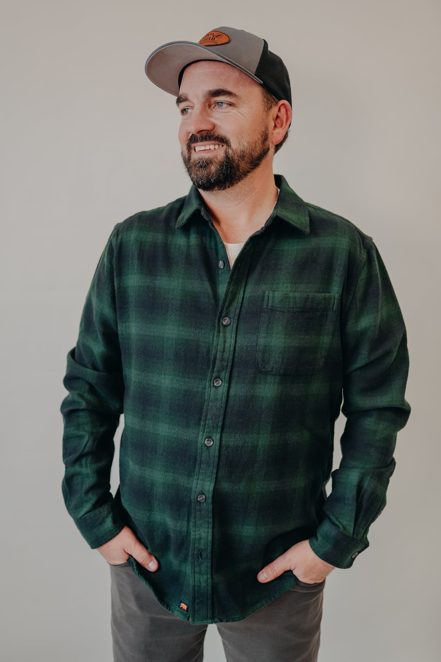 The Normal Brand | Louis Heavyweight Flannel Overshirt | Evergreen Plaid