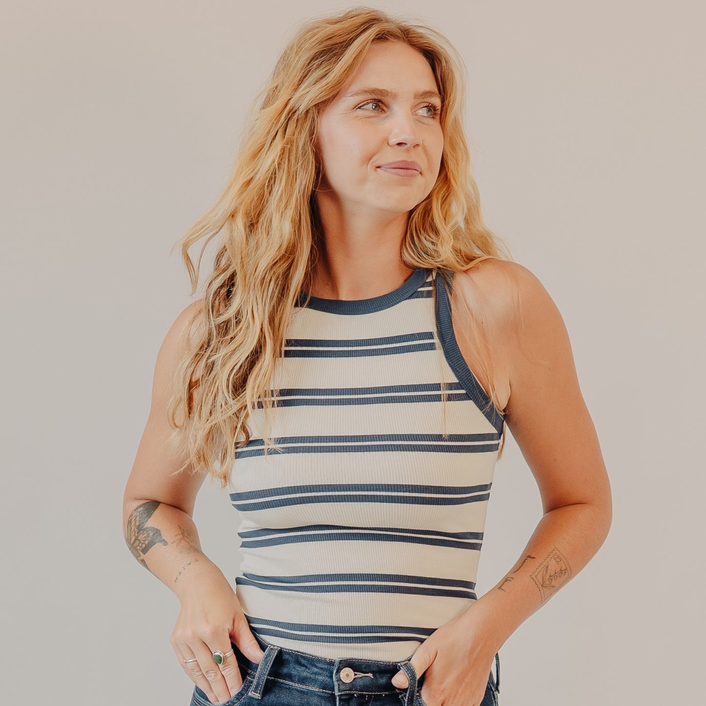 Thread & Supply | Ellen Tank | White Indigo
