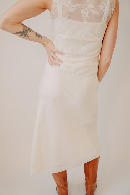 Fun2Fun | Satin Midi Skirt | Ivory