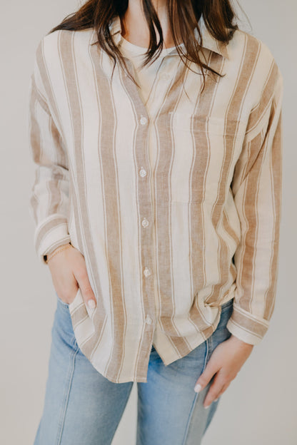 Z Supply | The Perfect Striped Button Up | Light Toffee