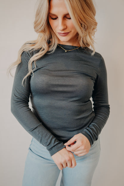 Fun2Fun | Basic Knit Top | Steel Blue
