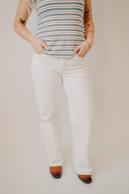 Vervet | High Rise Wide Leg | Optic White