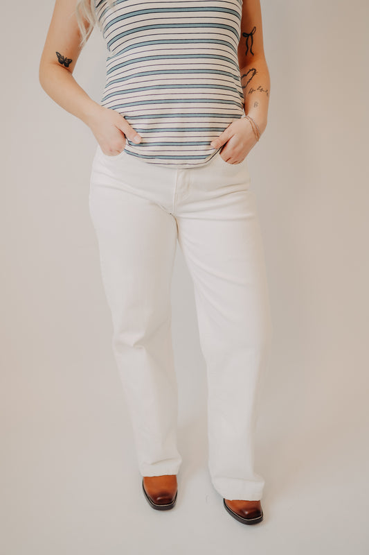 Vervet | High Rise Wide Leg | Optic White