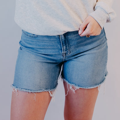 Vervet | High Rise Midi Shorts | Wildflowers