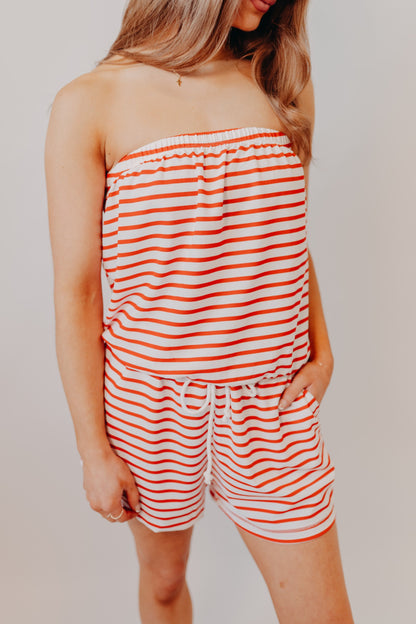 Wishlist | Striped Tube Romper | Cherry Ivory