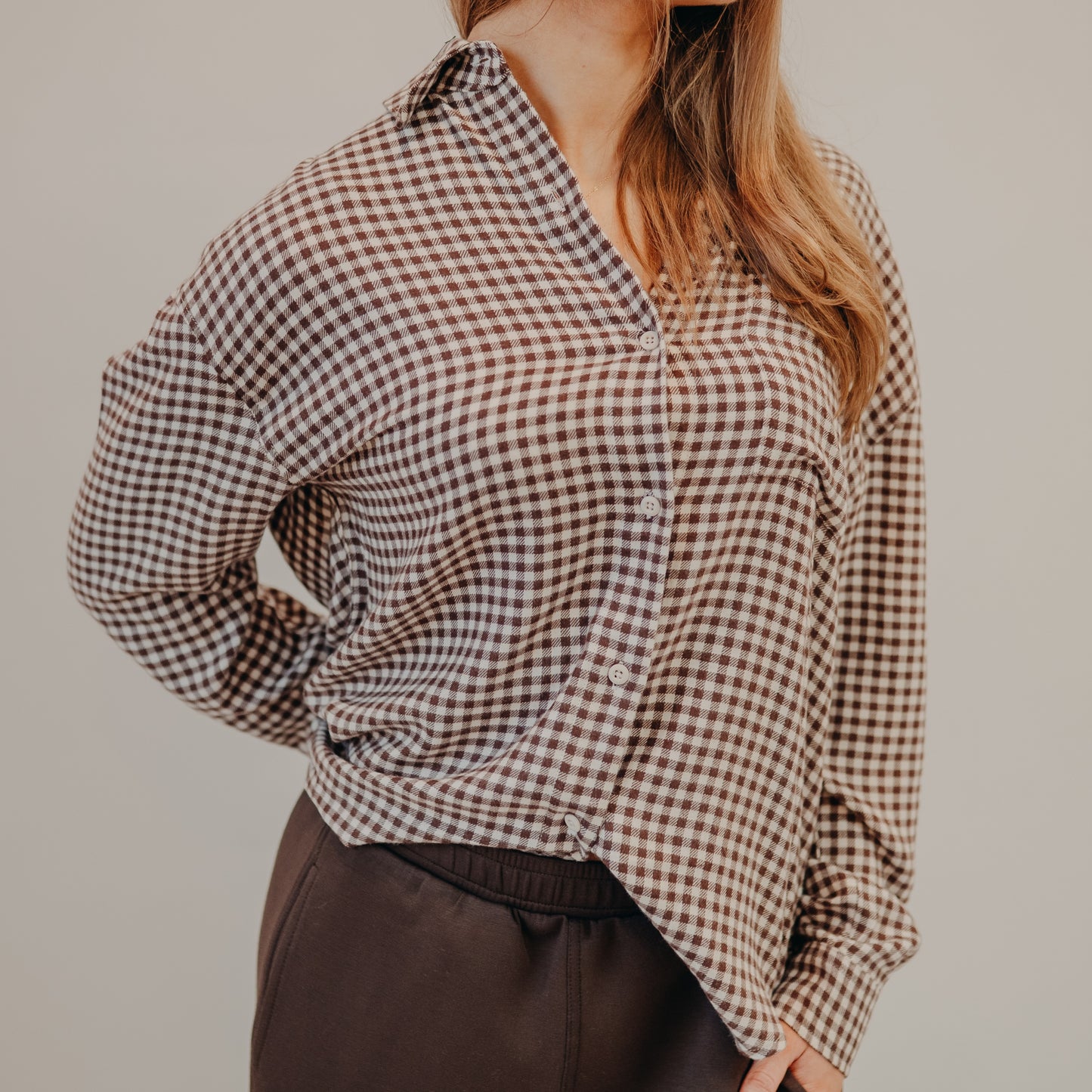 Z Supply | River Plaid Button Up | Chocolate Cherry