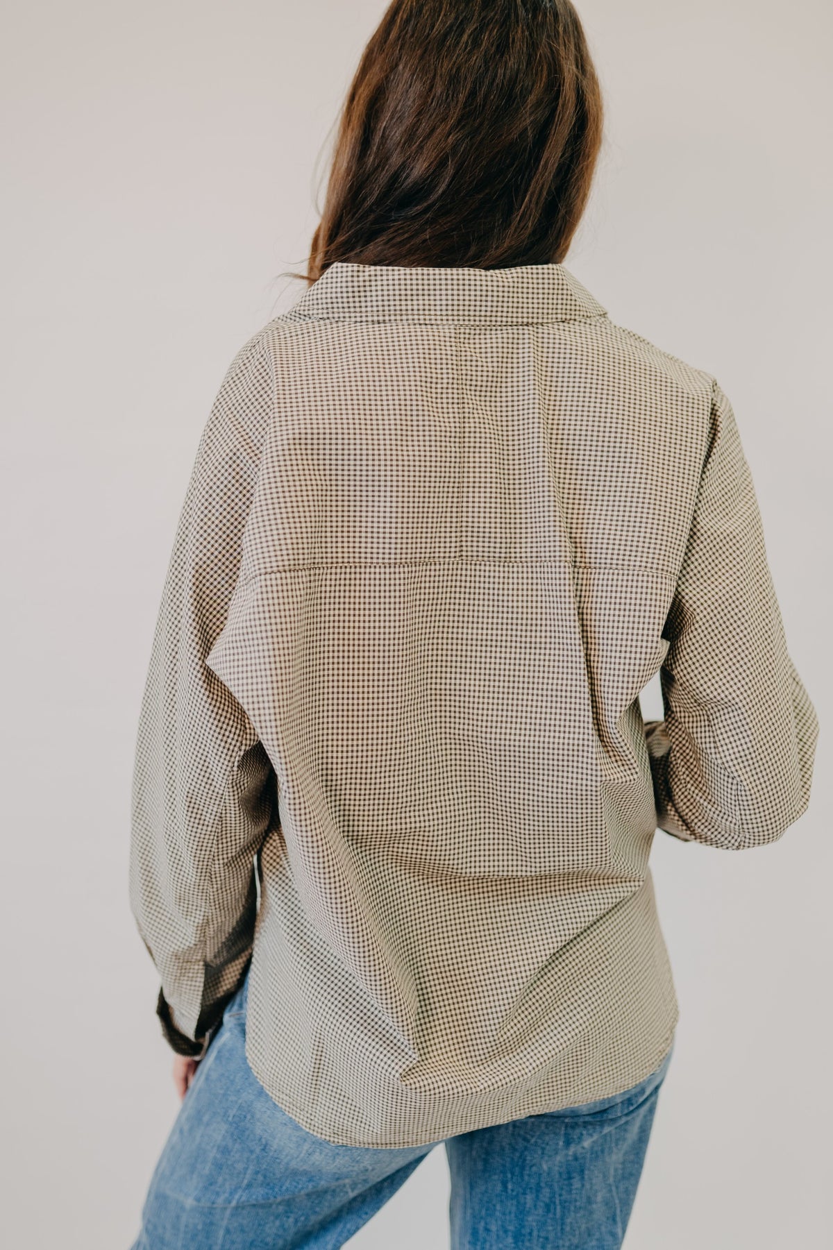 Z Supply | On Duty Gingham Button Up Top | Dark Chocolate
