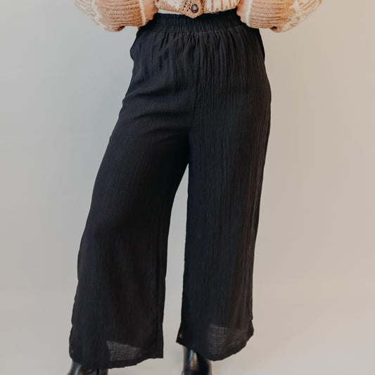 Staccato | Elastic Waist Wide Leg Pant | Black