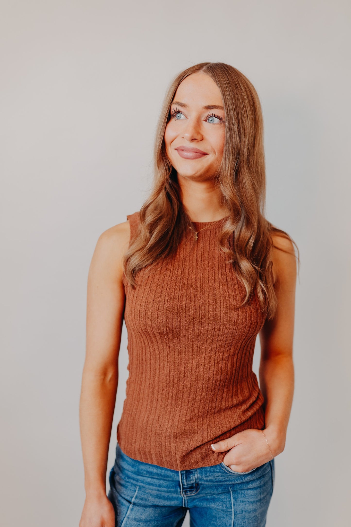 Blu Pepper | Sleeveless Sweater Top | Copper