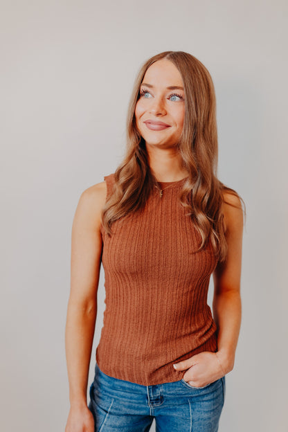 Blu Pepper | Sleeveless Sweater Top | Copper