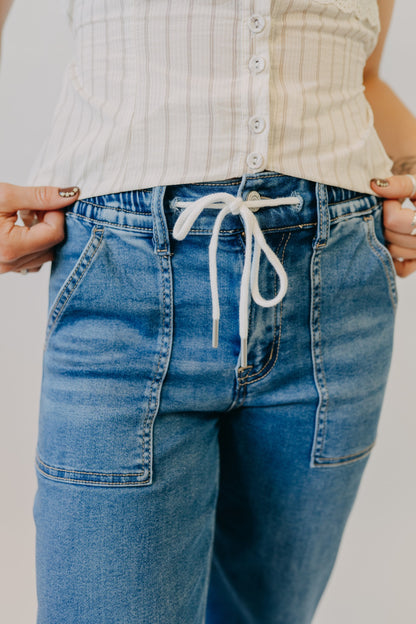 Vervet | High Rise Soft Drawstring Baggy Wide | Enviably Drawstring