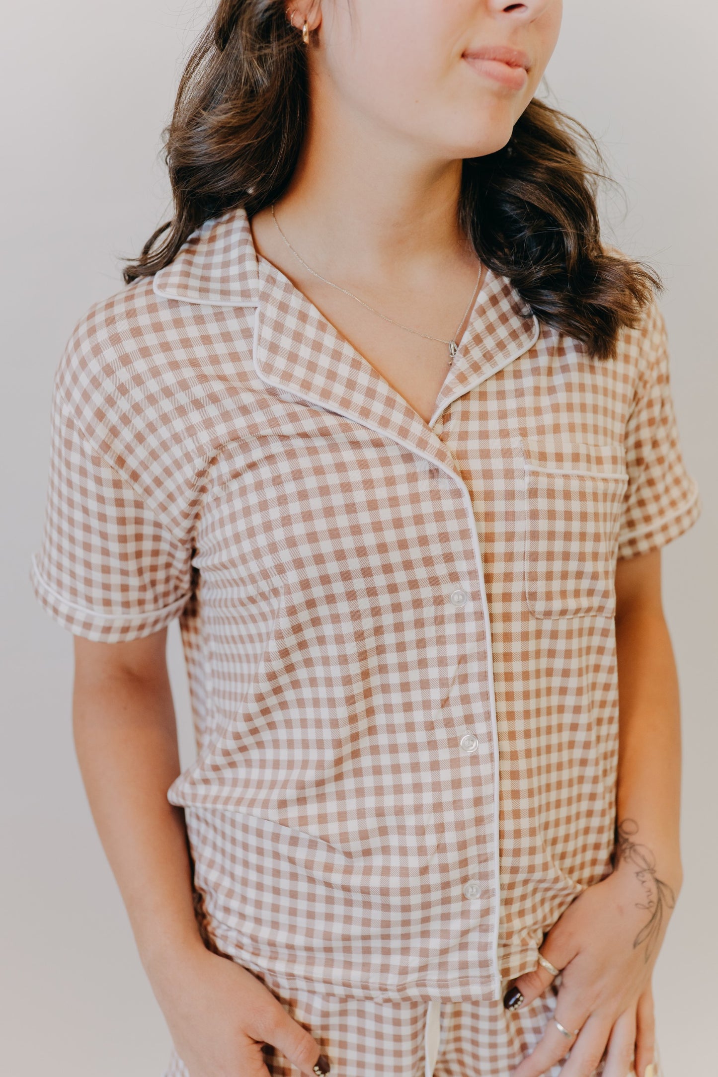 Thread & Supply | Nella Pajama Set of 2 | Ice Coffee Gingham