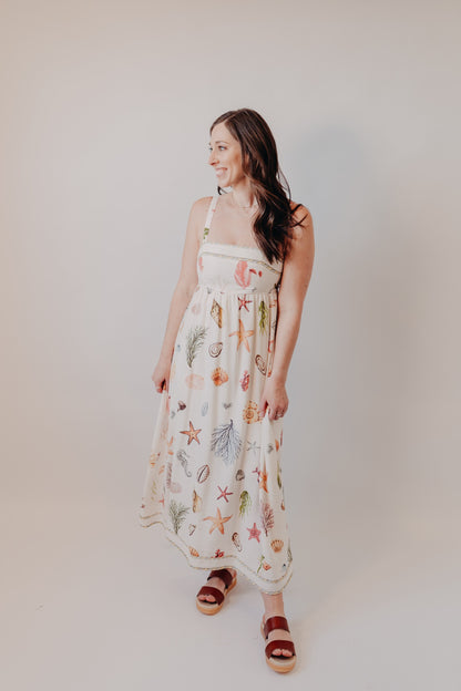 Blu Pepper | Nautical Sleeveless Midi Dress | Cream Multi