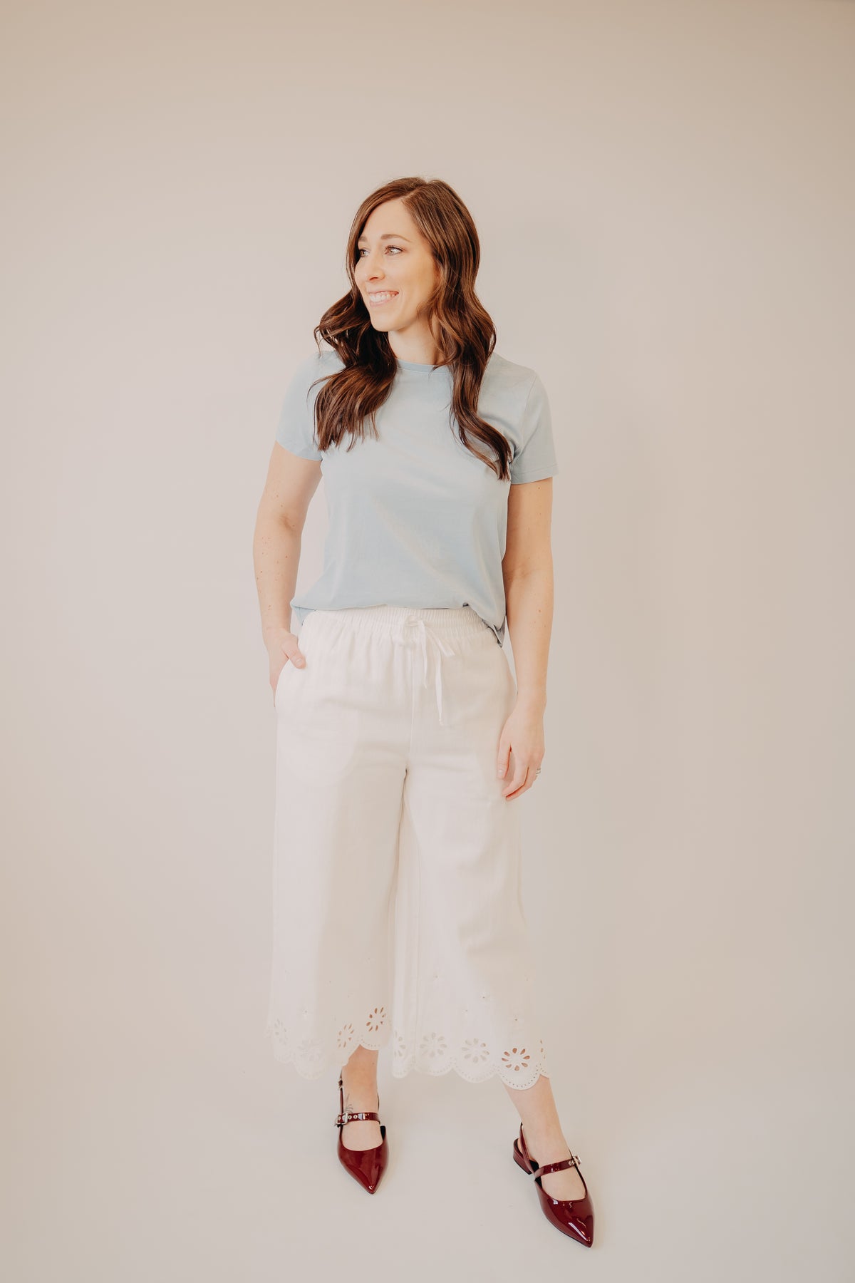 Hem & Thread | Embroidered Culottes | White